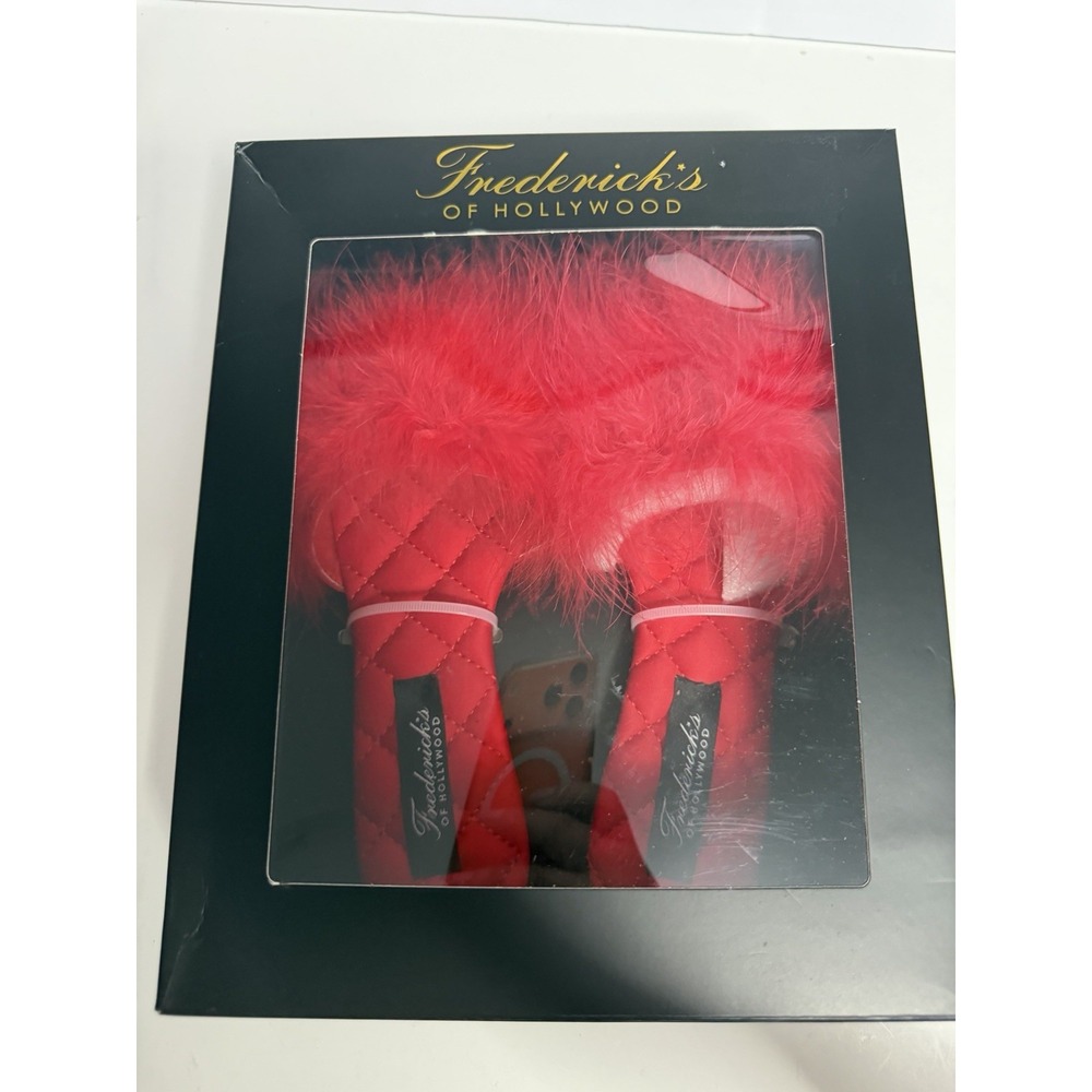 Vtg Fredericks of Hollywood Glamour Girl Red Feather Maxim Flat Slip Size 5.5